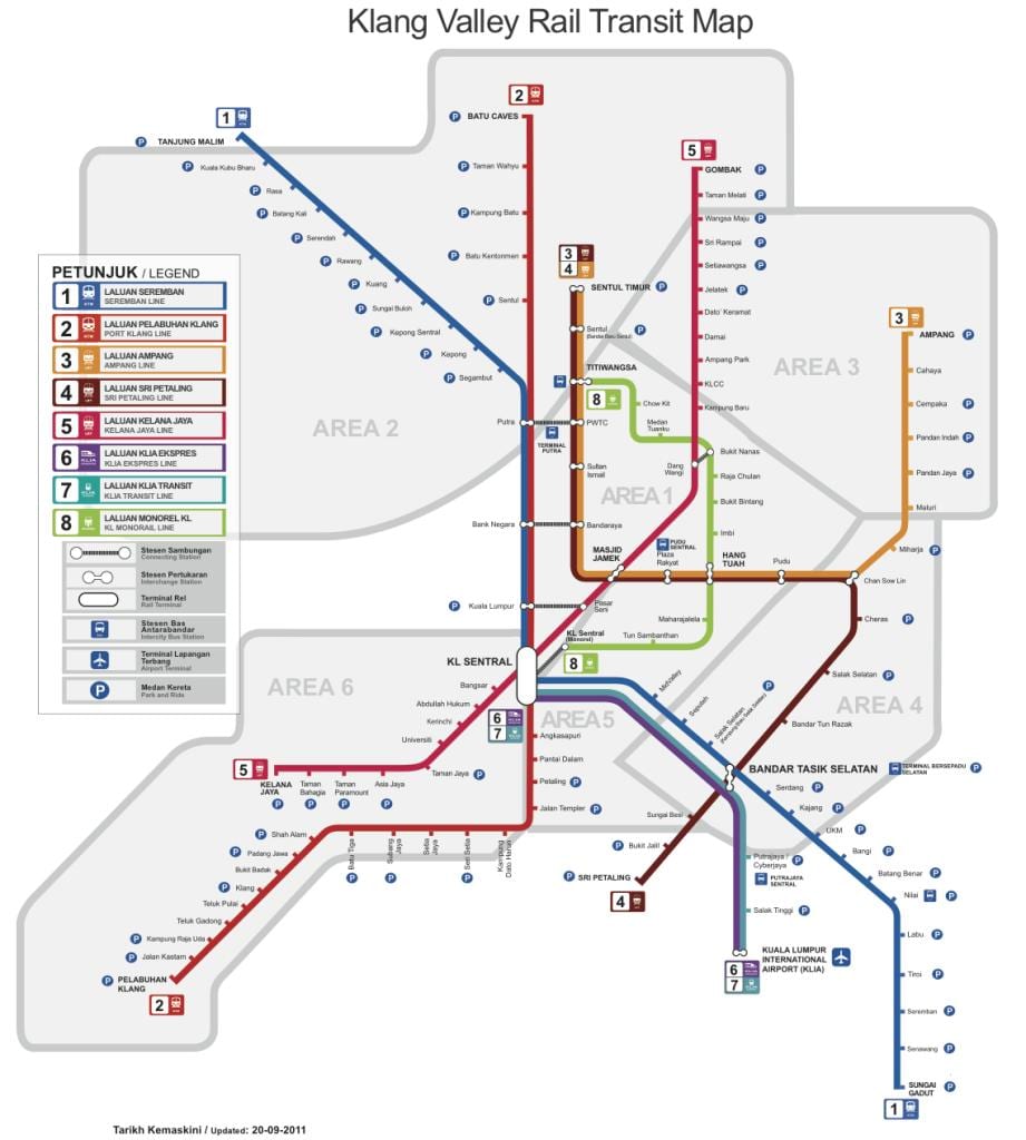 מפה של קואלה לומפור התעופה, רכבת