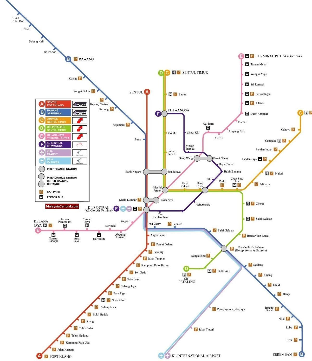 קואלה לומפור רכבת קלה מפה