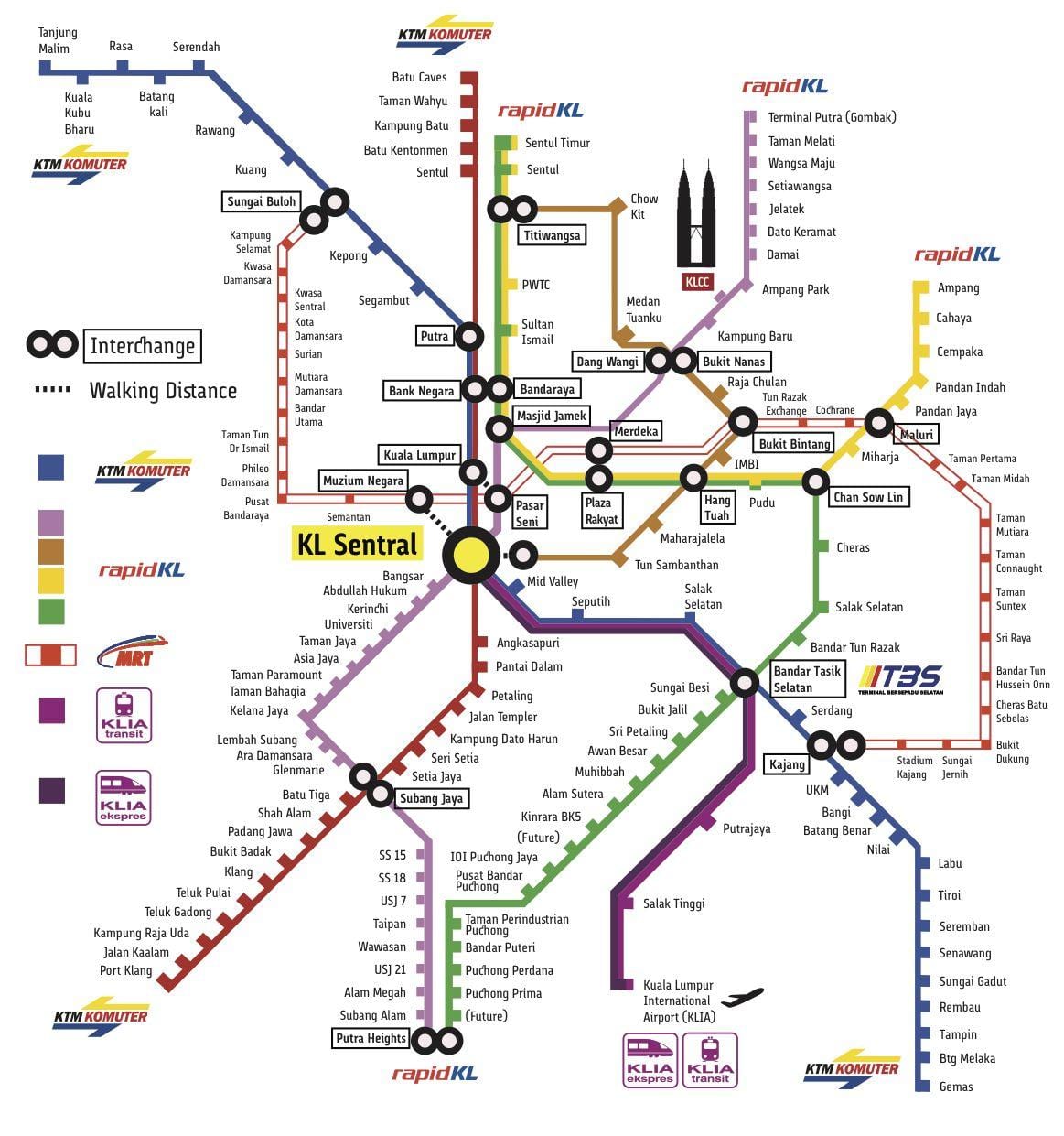 kl sentral תחנת הרכבת המפה