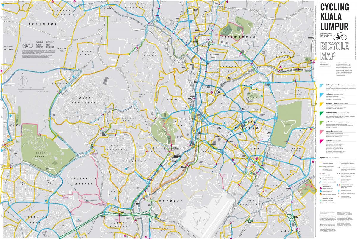 מפה של רכיבה על אופניים קואלה לומפור אופניים